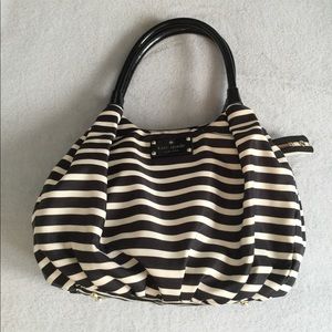KATE SPADE Black/White striped vinyl shoulder bag